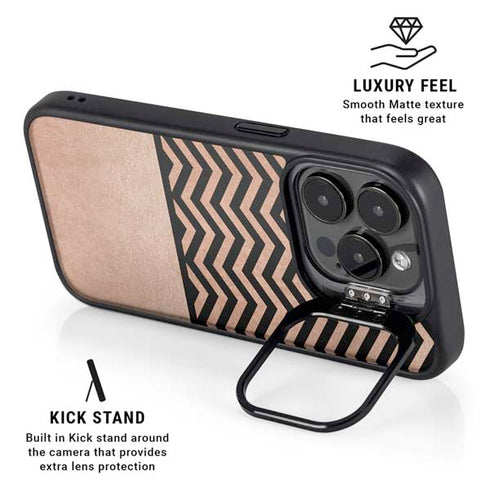 Rose Gold Chevron Split iPhone 15 Pro Max Kickstand Case