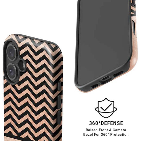 Rose Gold Chevron Split iPhone 16 Magsafe Impact Case