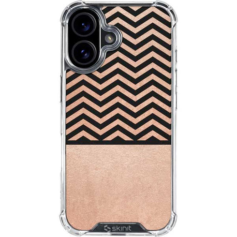 Rose Gold Chevron Split iPhone 16 Plus Clear Case
