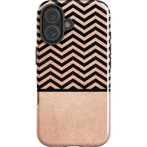 Rose Gold Chevron Split iPhone 16 Plus Impact Case