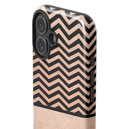 Rose Gold Chevron Split iPhone 16 Plus Impact Case