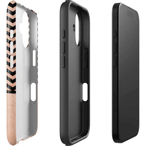 Rose Gold Chevron Split iPhone 16 Plus Impact Case