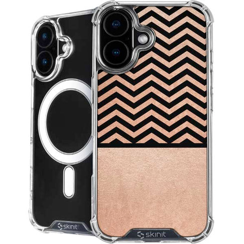 Rose Gold Chevron Split iPhone 16 Plus MagSafe Case