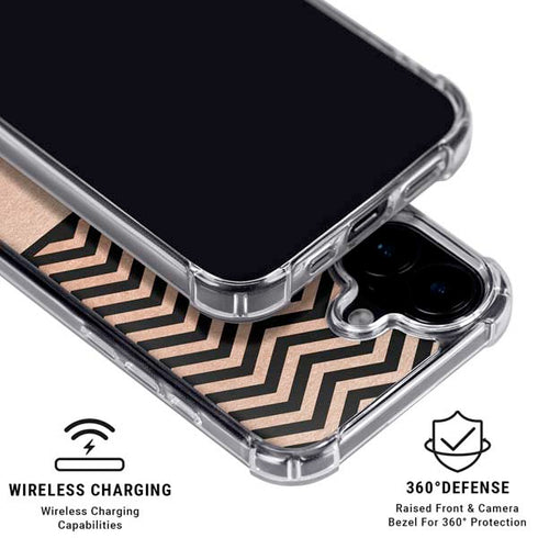 Rose Gold Chevron Split iPhone 16 Plus MagSafe Case