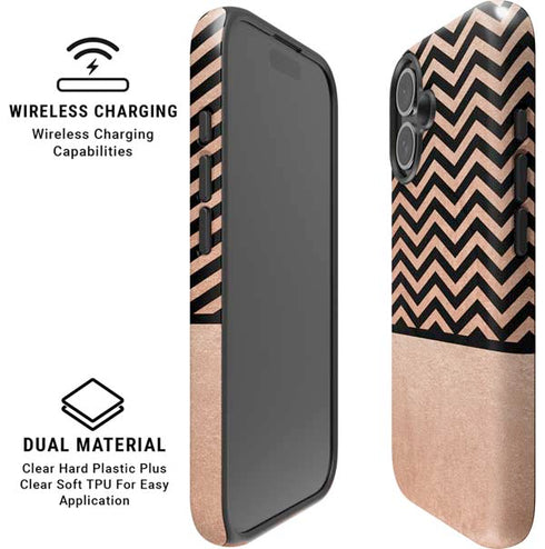 Rose Gold Chevron Split iPhone 16 Plus Magsafe Impact Case