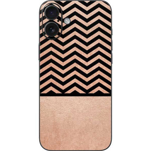 Rose Gold Chevron Split iPhone 16 Plus Skin