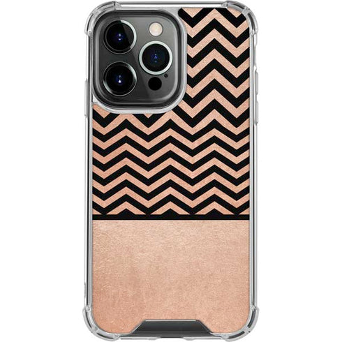Rose Gold Chevron Split iPhone 16 Pro Clear Case