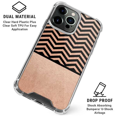 Rose Gold Chevron Split iPhone 16 Pro Clear Case