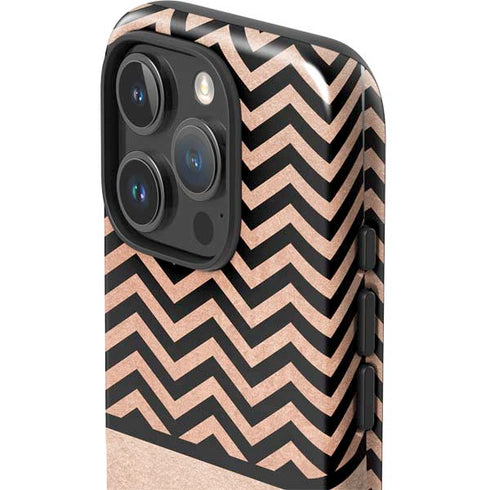 Rose Gold Chevron Split iPhone 16 Pro Impact Case