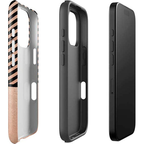 Rose Gold Chevron Split iPhone 16 Pro Impact Case