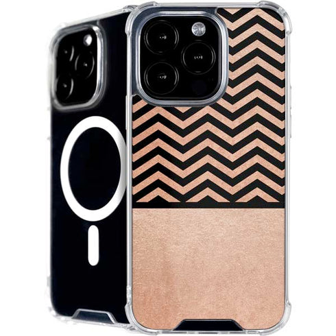 Rose Gold Chevron Split iPhone 16 Pro MagSafe Case