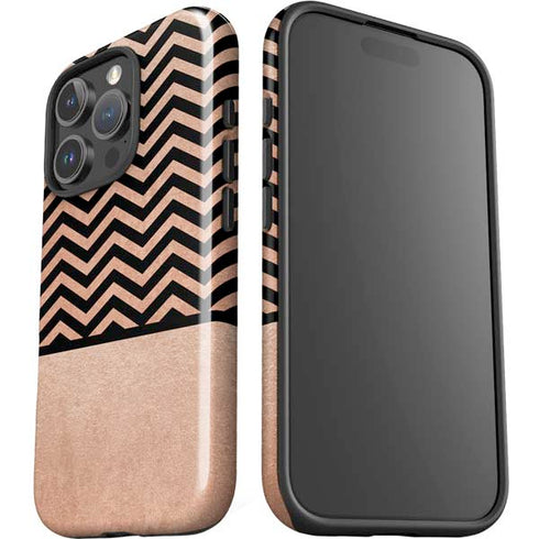 Rose Gold Chevron Split iPhone 16 Pro Max Impact Case