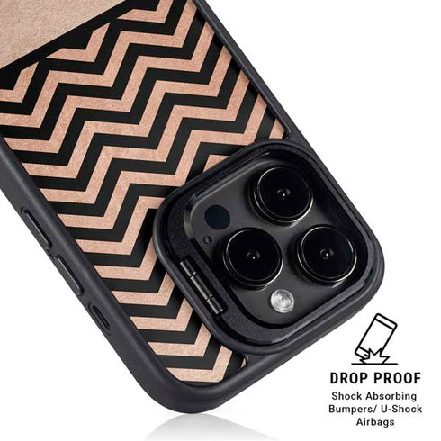 Rose Gold Chevron Split iPhone 16 Pro Max Kickstand Case