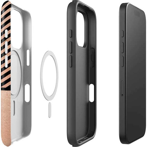 Rose Gold Chevron Split iPhone 16 Pro Max Magsafe Impact Case