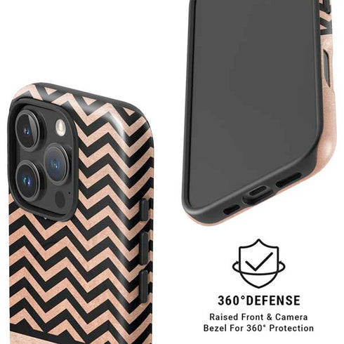 Rose Gold Chevron Split iPhone 16 Pro Max Magsafe Impact Case