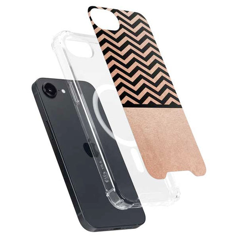 Rose Gold Chevron Split iPhone 16e MagSafe Case