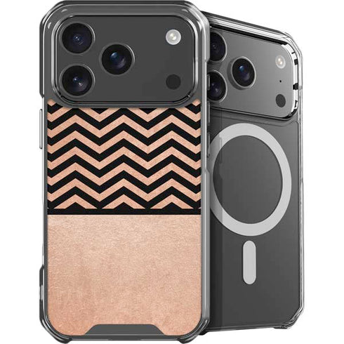 Rose Gold Chevron Split iPhone 18 Pro MagSafe Case