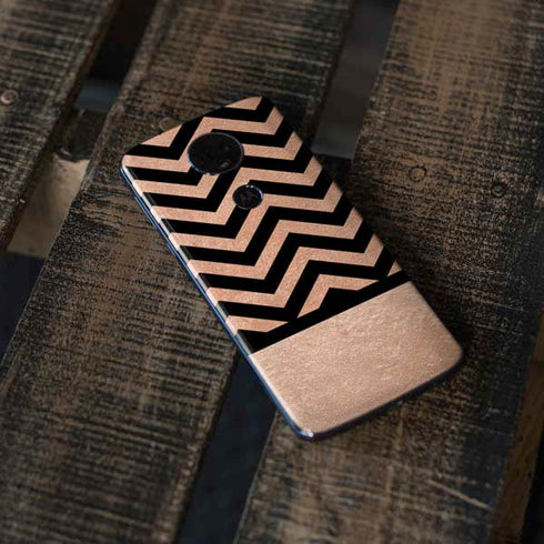 Rose Gold Chevron Split Moto E5 Plus Skin
