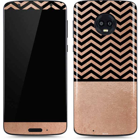 Rose Gold Chevron Split Moto G6 Skin