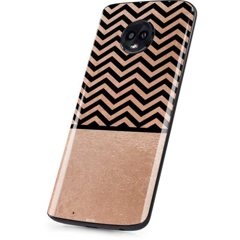 Rose Gold Chevron Split Moto G6 Skin