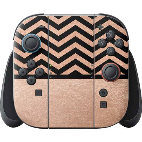 Rose Gold Chevron Split Nintendo Switch 2 (2025) Joy-Con Controller Skin
