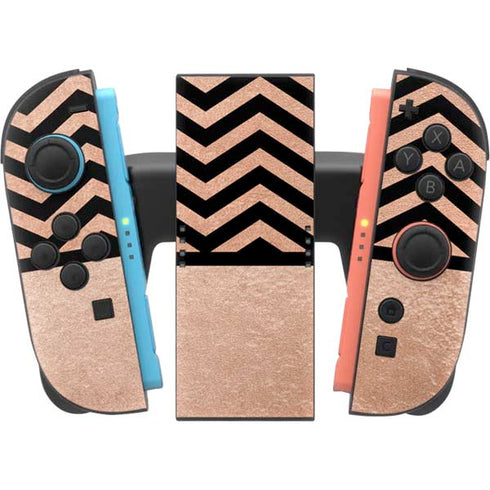 Rose Gold Chevron Split Nintendo Switch 2 (2025) Joy-Con Controller Skin
