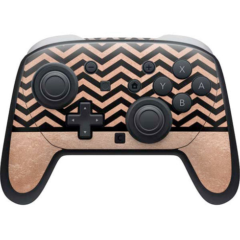 Rose Gold Chevron Split Nintendo Switch 2 (2025) Pro Controller Skin