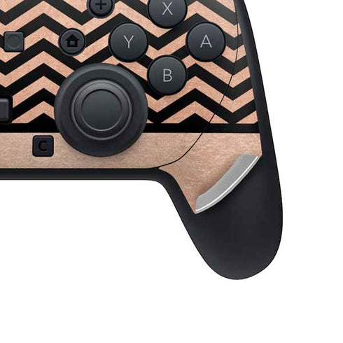 Rose Gold Chevron Split Nintendo Switch 2 (2025) Pro Controller Skin