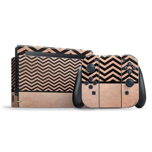 Rose Gold Chevron Split Nintendo Skins