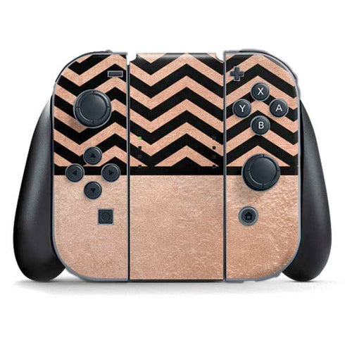 Rose Gold Chevron Split Nintendo Switch (2017-2021) Joy-Con Controller Skin