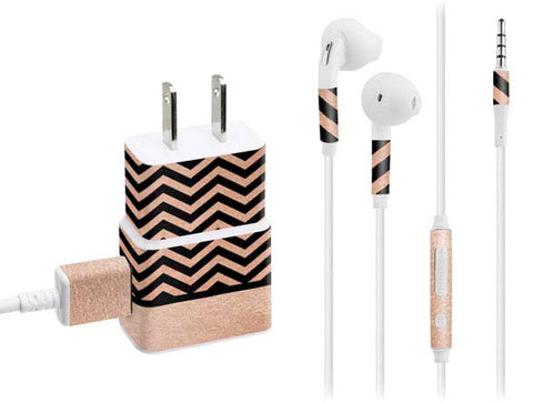 Rose Gold Chevron Split Phone Charger Skin