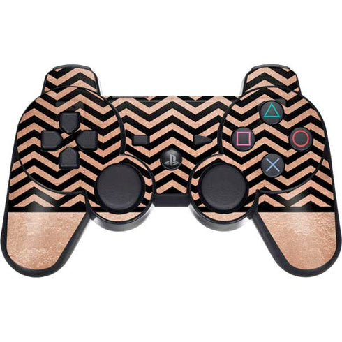 Rose Gold Chevron Split PS3 Dual Shock wireless controller Skin