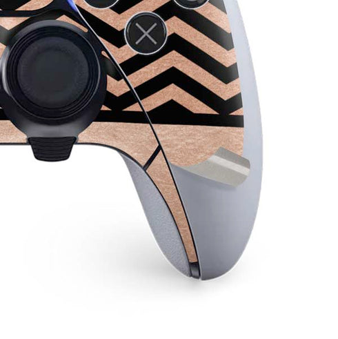 Rose Gold Chevron Split PS5 DualSense Edge Pro Controller Skin