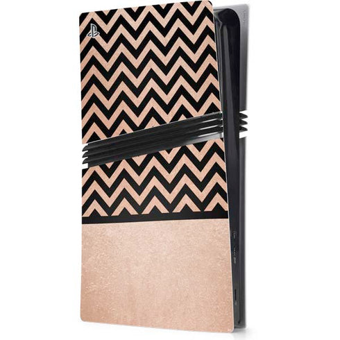 Rose Gold Chevron Split PlayStation PS5 Skins