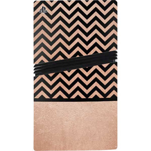 Rose Gold Chevron Split PS5 Pro Disk Bundle Skin