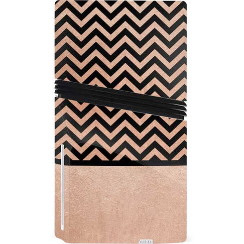 Rose Gold Chevron Split PS5 Pro Disk Bundle Skin