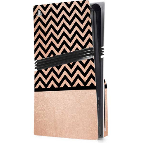 Rose Gold Chevron Split PS5 Pro Disk Console Skin