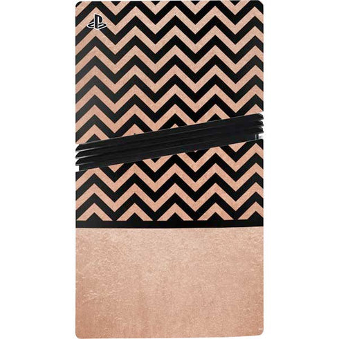Rose Gold Chevron Split PS5 Pro Disk Console Skin