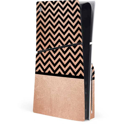 Rose Gold Chevron Split PlayStation PS5 Skins