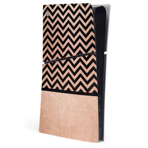 Rose Gold Chevron Split PlayStation PS5 Skins