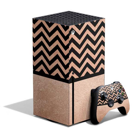 Rose Gold Chevron Split Xbox Series X Skins