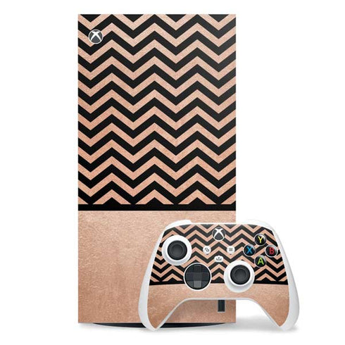 Rose Gold Chevron Split Xbox Series X Skins
