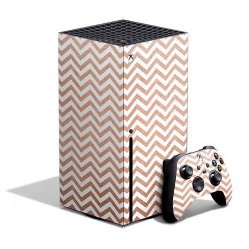 Rose Gold Chevron Xbox Series X Skins