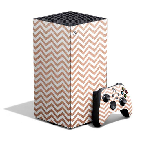 Rose Gold Chevron XBox Series X Digital Edition Bundle Skin