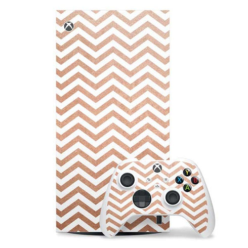 Rose Gold Chevron Xbox Series X Skins