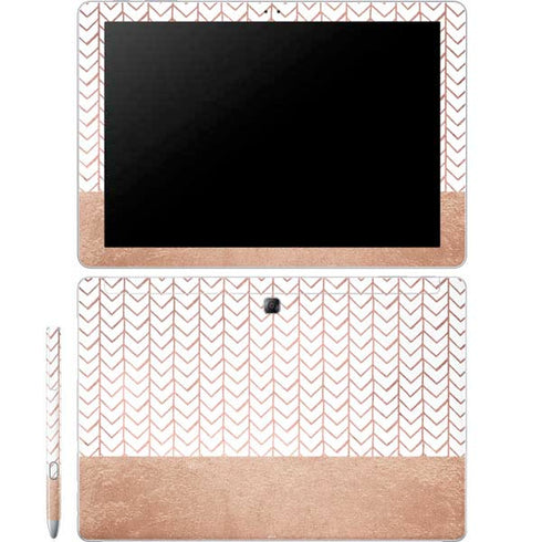 Rose Gold Herringbone Galaxy Book 12in Skin