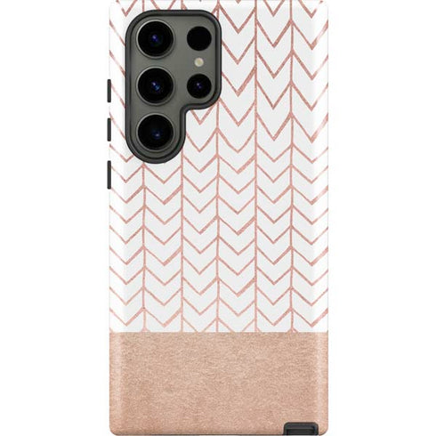Rose Gold Herringbone Galaxy S23 Ultra Pro Case
