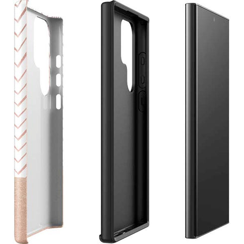 Rose Gold Herringbone Galaxy S23 Ultra Pro Case