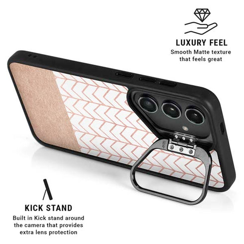Rose Gold Herringbone Galaxy S25 Plus Kickstand Case