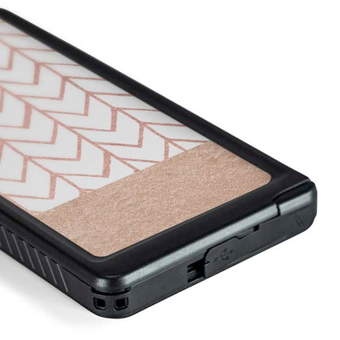 Rose Gold Herringbone Galaxy S24 Ultra Waterproof Case